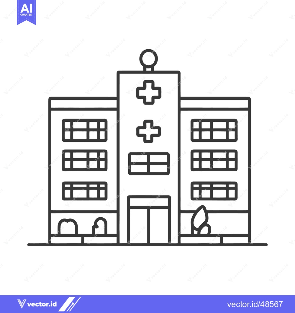 Premium Vector dari Simple linear illustration of a medical facility or hospital building