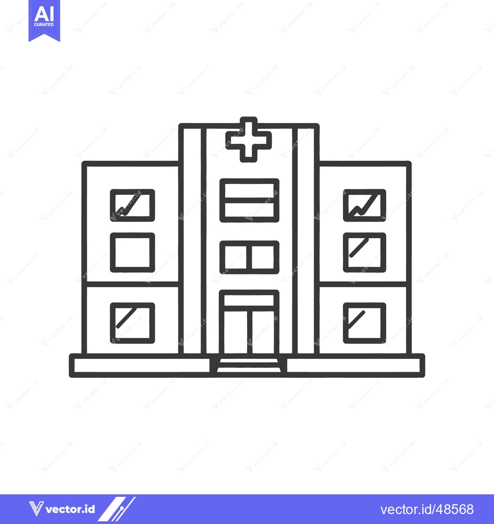 Premium Vector of Simplified linear drawing of a hospital with a medical cross