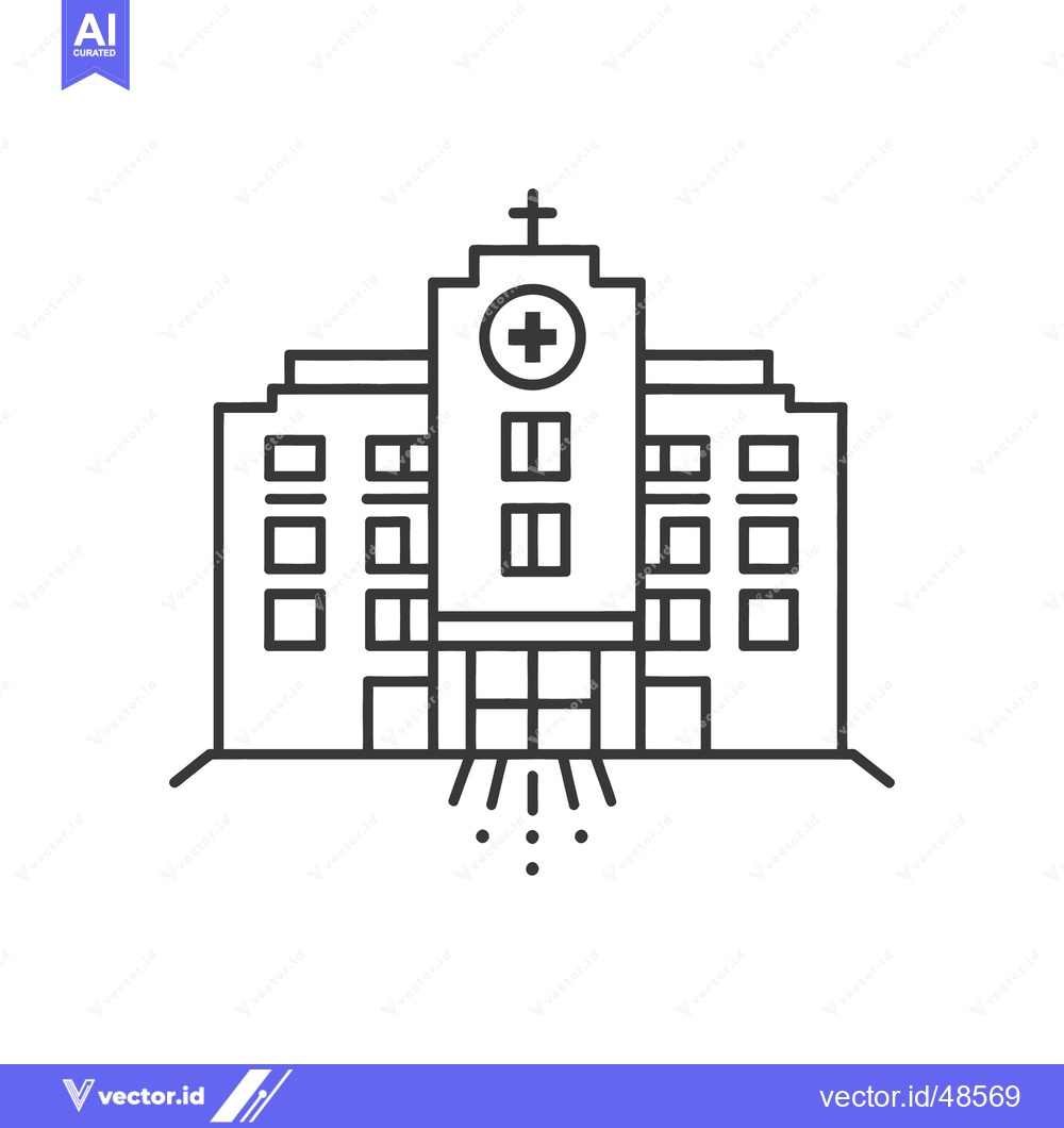 Premium Vector dari A simple black and white illustration of a medical facility building