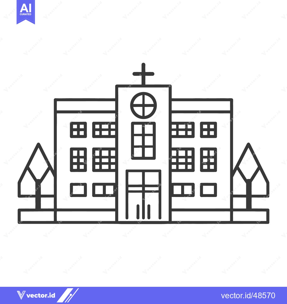 Premium Vector dari A simple linear drawing of a religious institution building