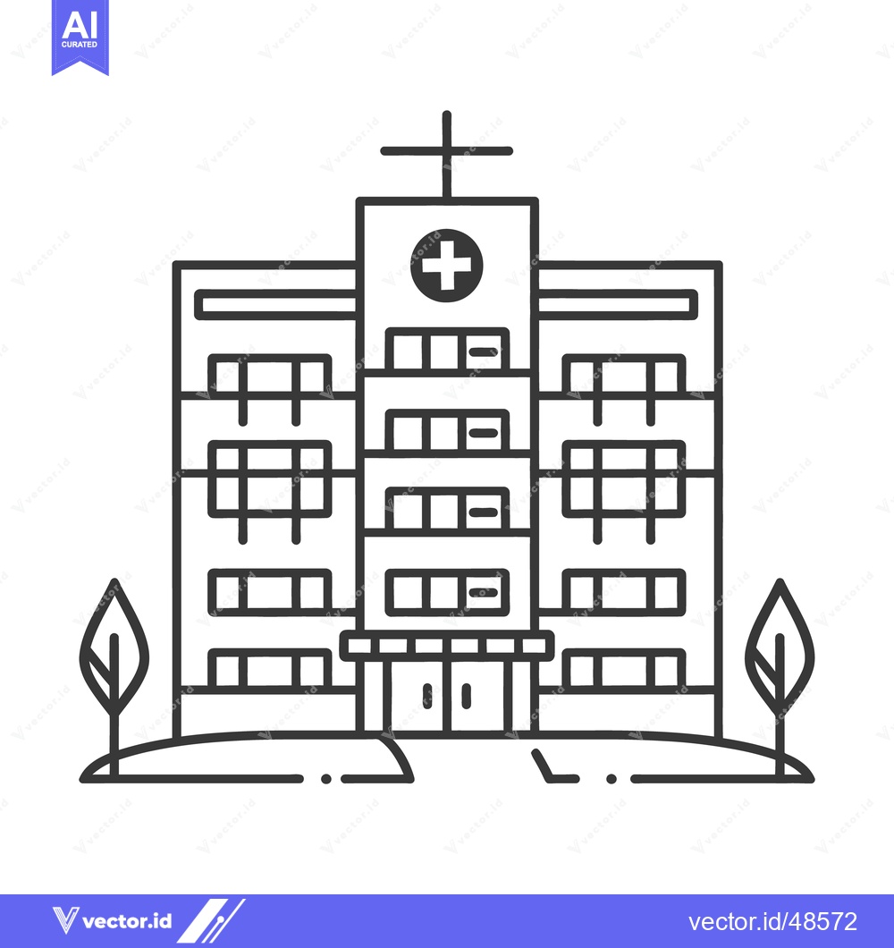 Premium Vector dari A simple linear illustration of a large hospital building complex