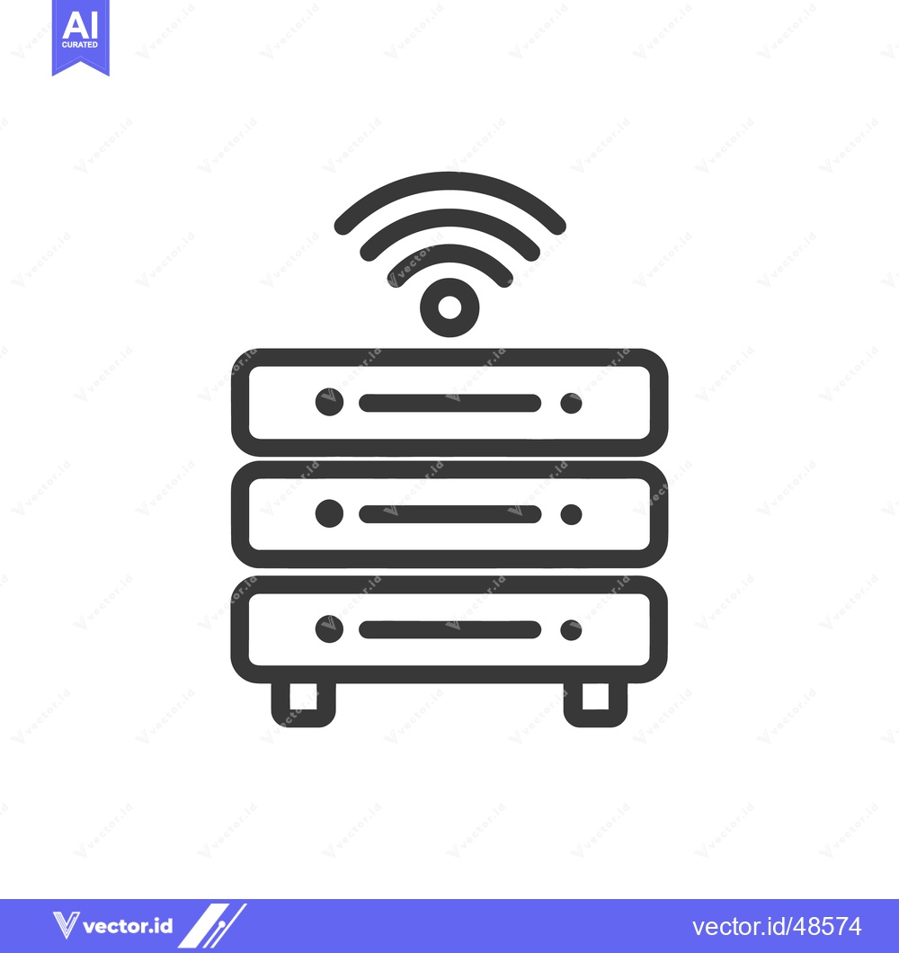 Premium Vector dari Server Rack with Wireless Signal Icon: Data Storage and Connectivity