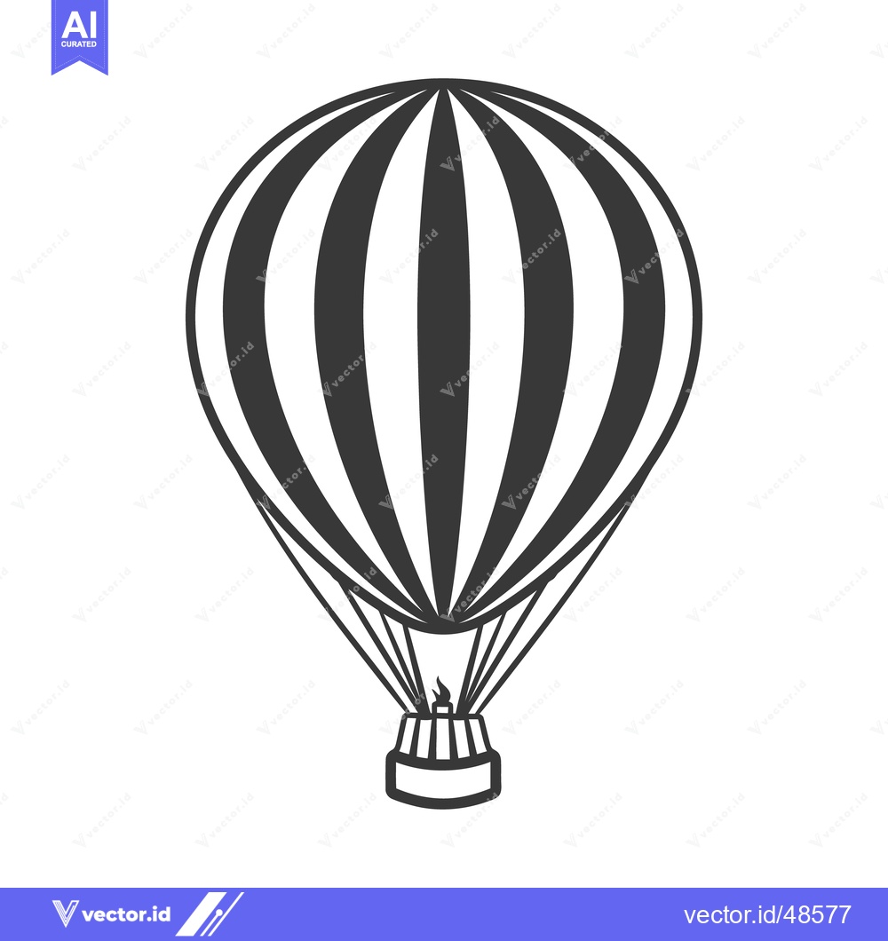 Premium Vector of A simple black and white illustration of a hot air balloon