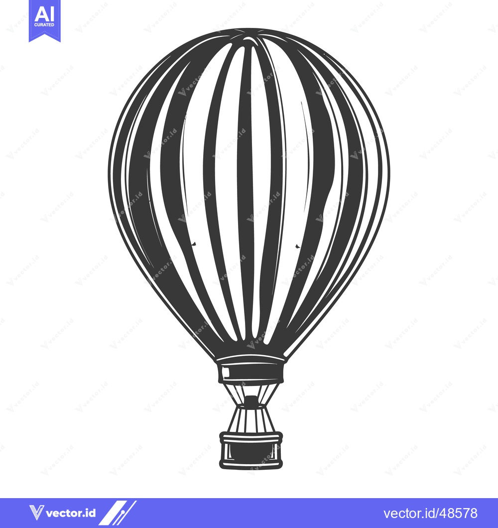 Premium Vector dari A striped black and white hot air balloon soaring skyward