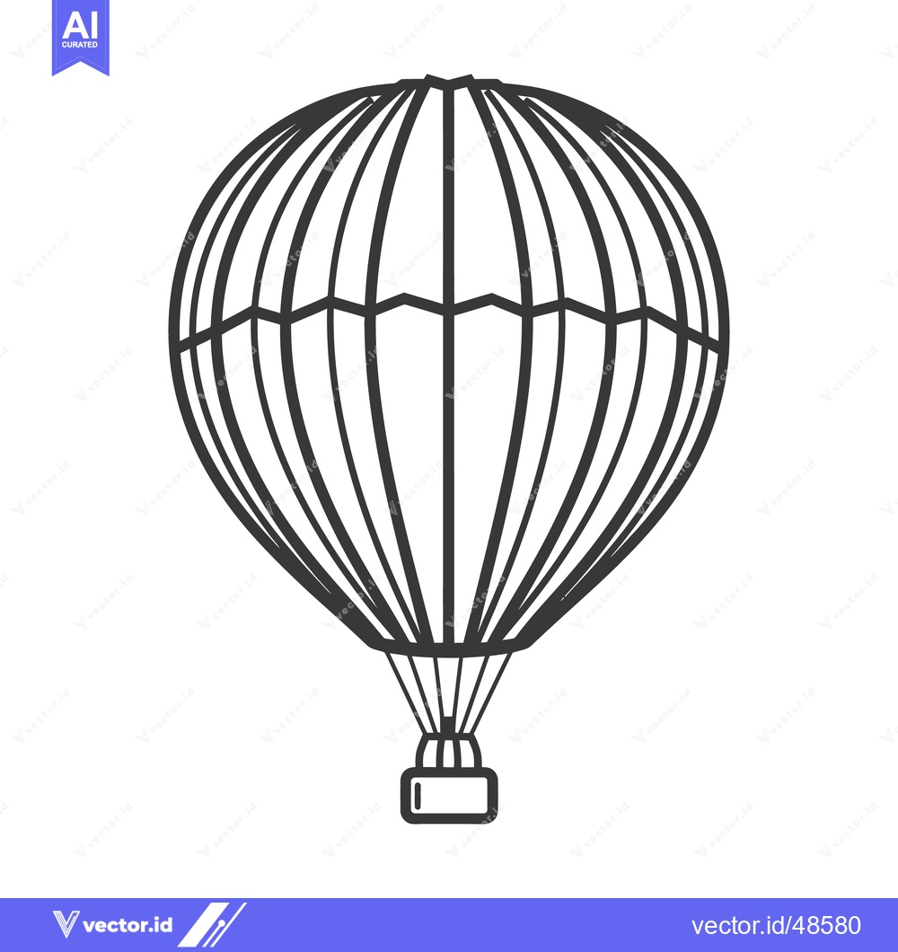 Premium Vector dari A simple black and white line drawing of a hot air balloon