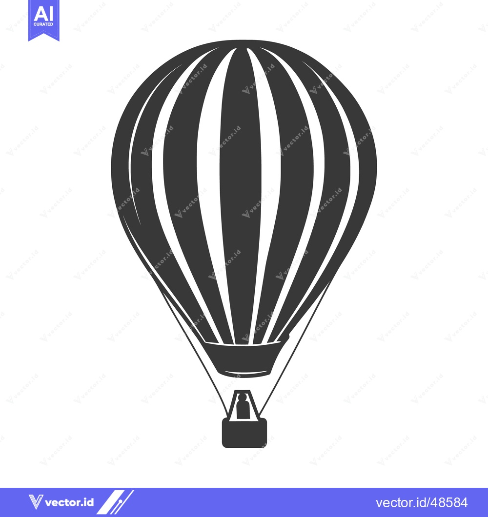 Premium Vector of A simple graphic of a hot air balloon in black and white