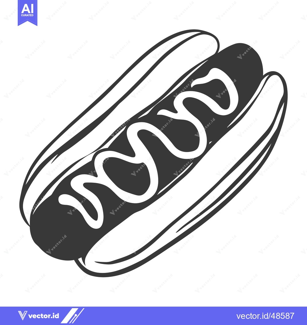 Premium Vector dari A graphic depiction of a hotdog with toppings in a bun