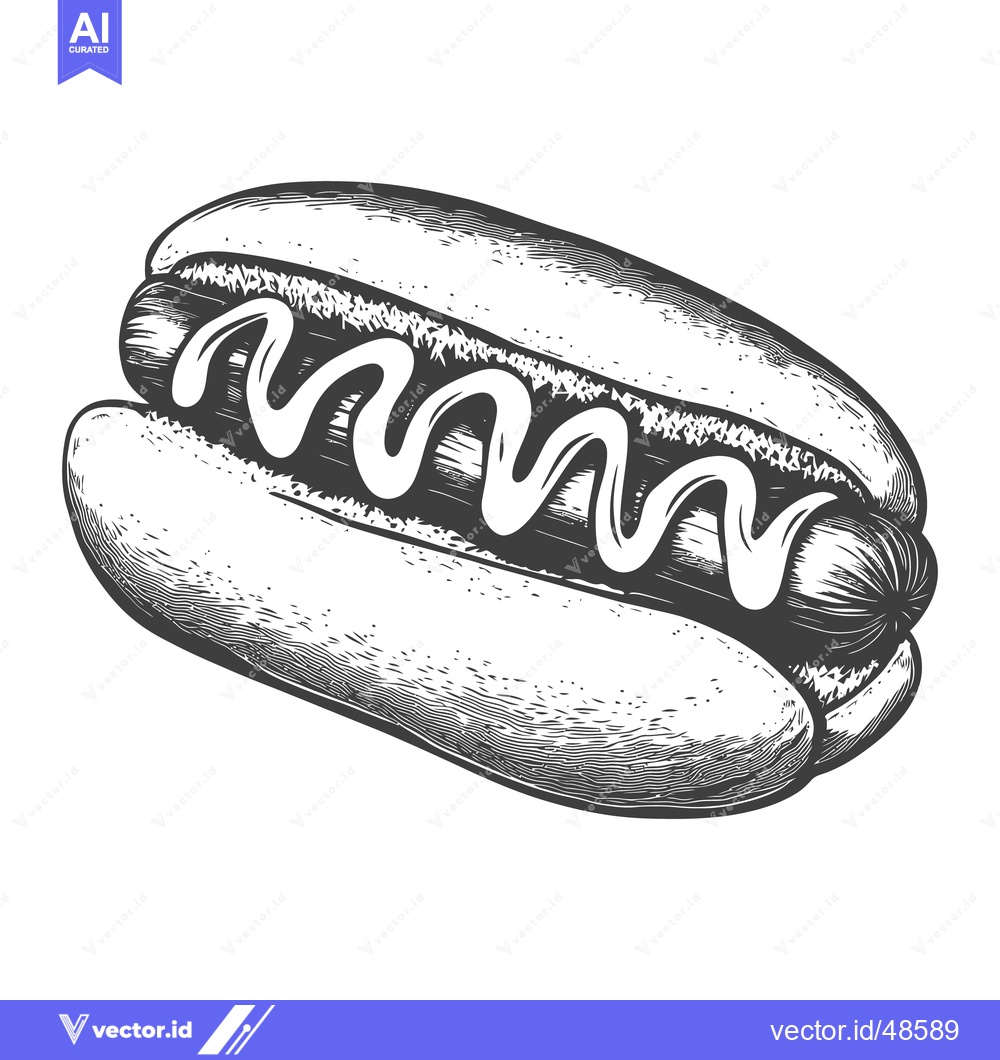 Premium Vector of A detailed illustration of a hotdog with mustard on top