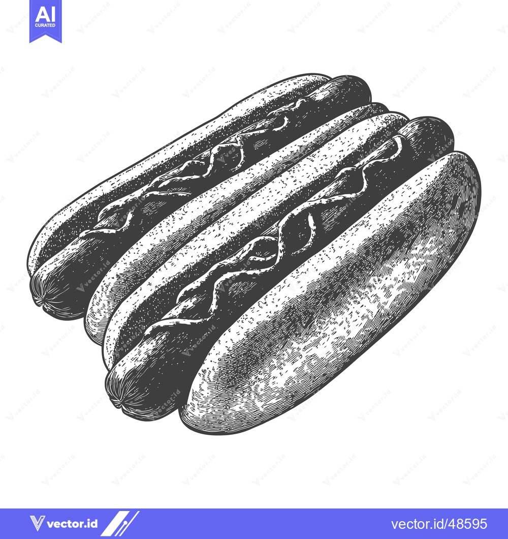 Premium Vector dari Three Delicious Hot Dogs with Mustard