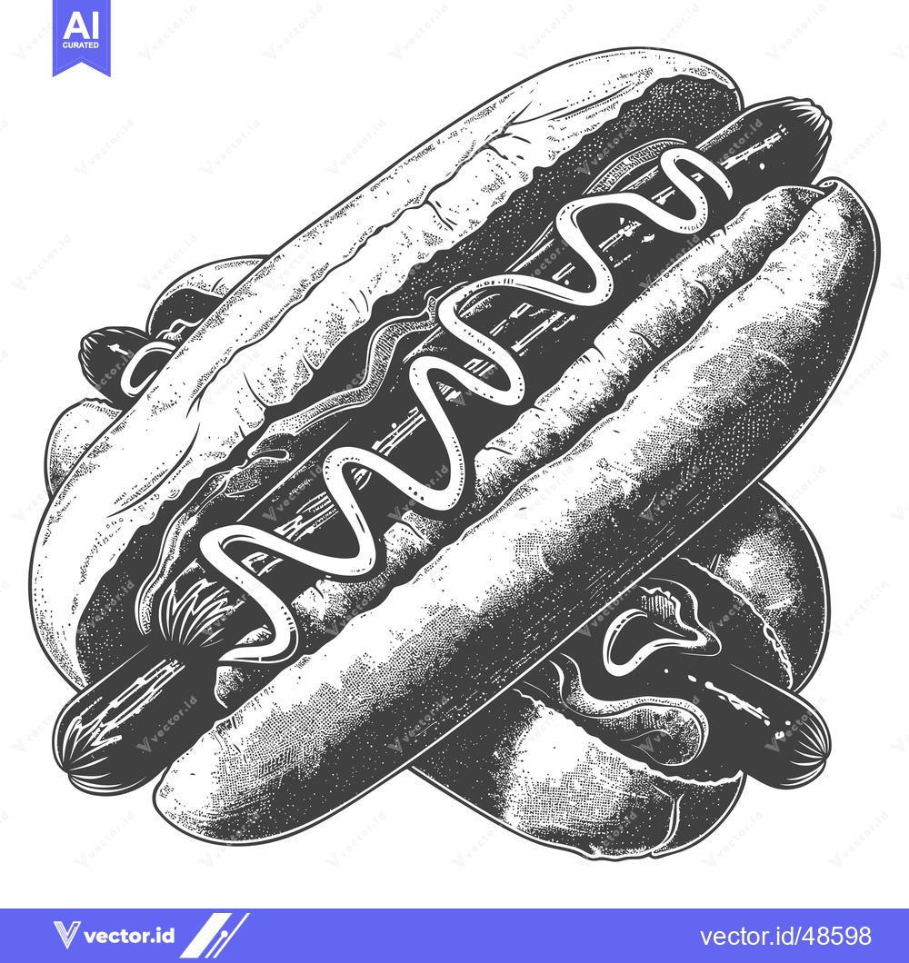 Premium Vector of Two Delicious Hot Dogs With Mustard