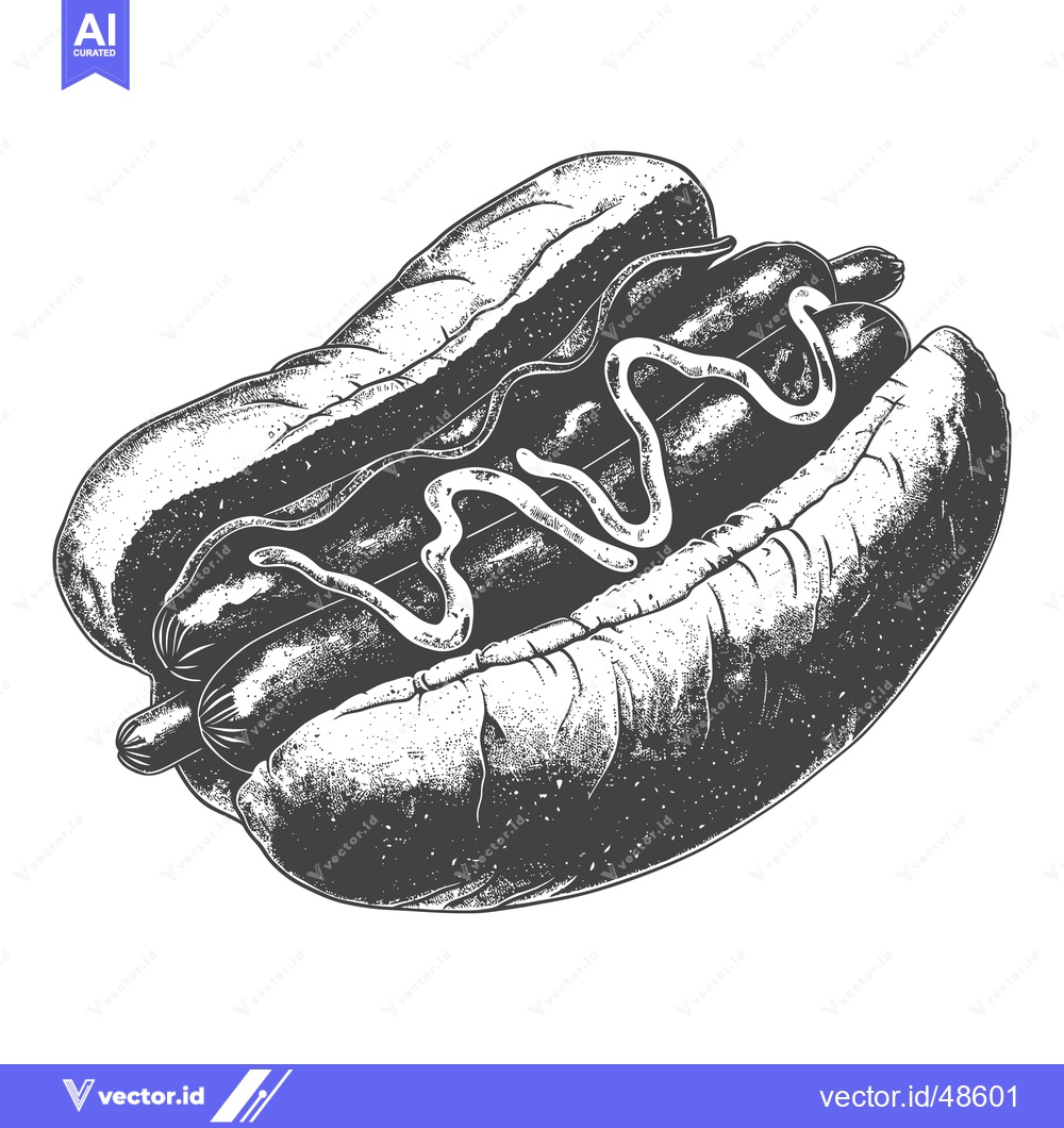 Premium Vector of A Delicious Hot Dog with Mustard in a Bun