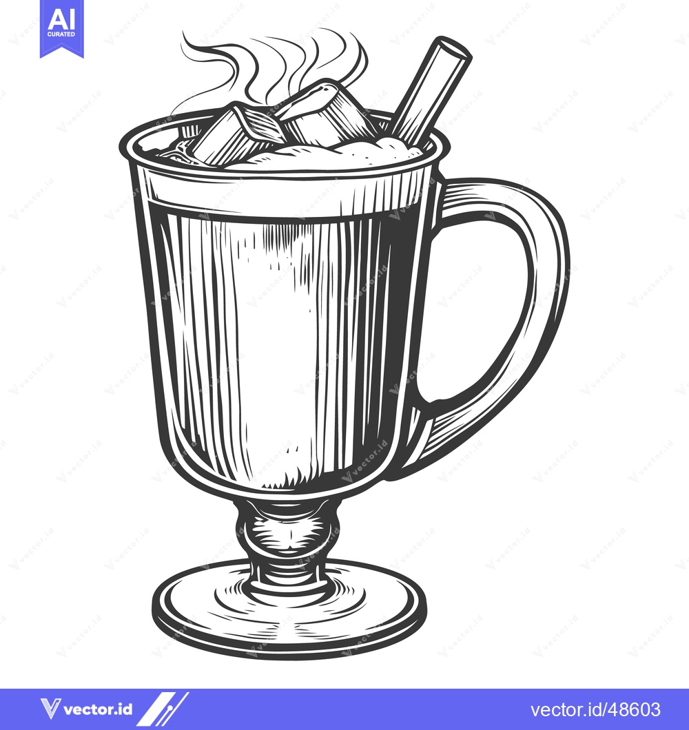 Premium Vector dari A Detailed Illustration Depicting a Hot Beverage In a Tall Glass