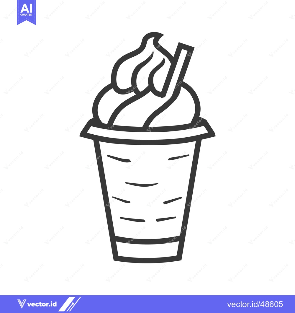 Premium Vector of A black and white image depicting a beverage with whipped topping
