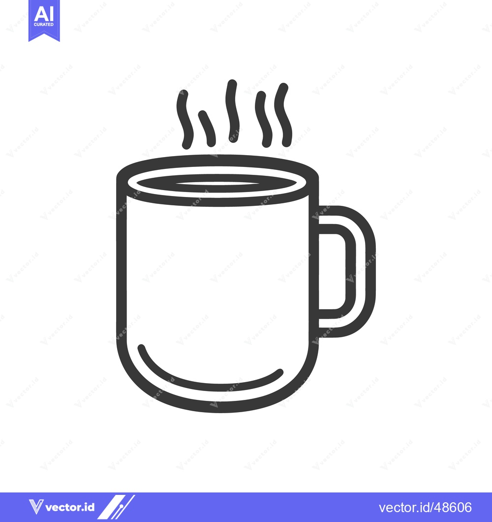 Premium Vector of A stylized line drawing depicting a hot beverage in a mug