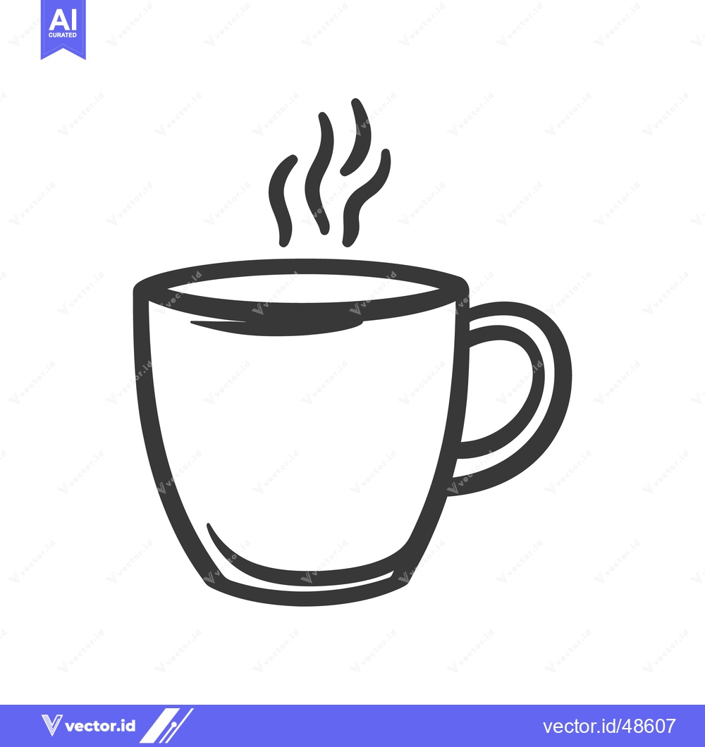 Premium Vector dari A simple black and white drawing of a steaming mug