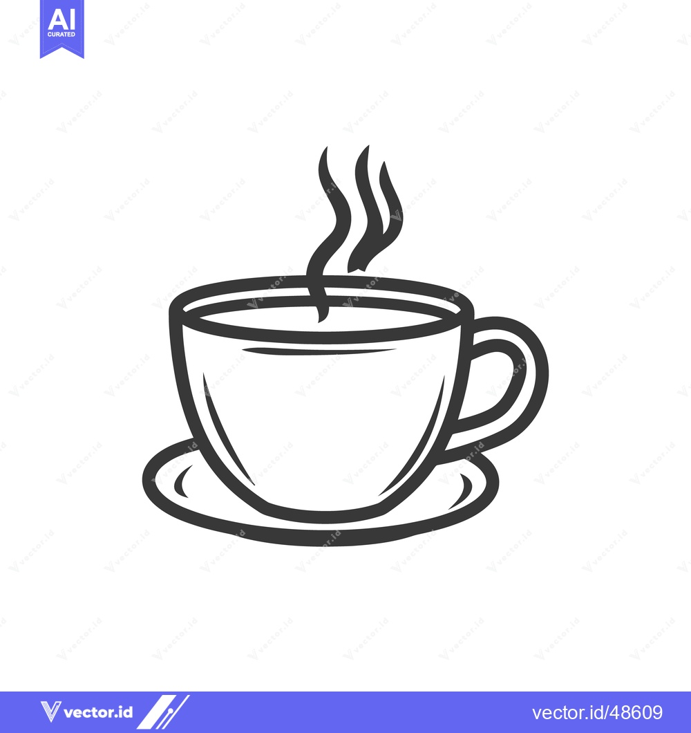 Premium Vector dari A steaming hot beverage cup sitting on a small saucer