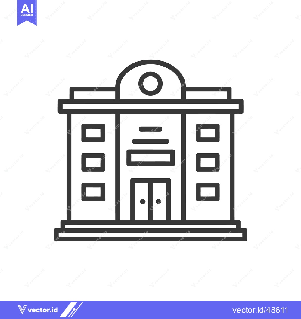 Premium Vector of Minimalist Building Icon: Two-Story Structure with Central Entrance an