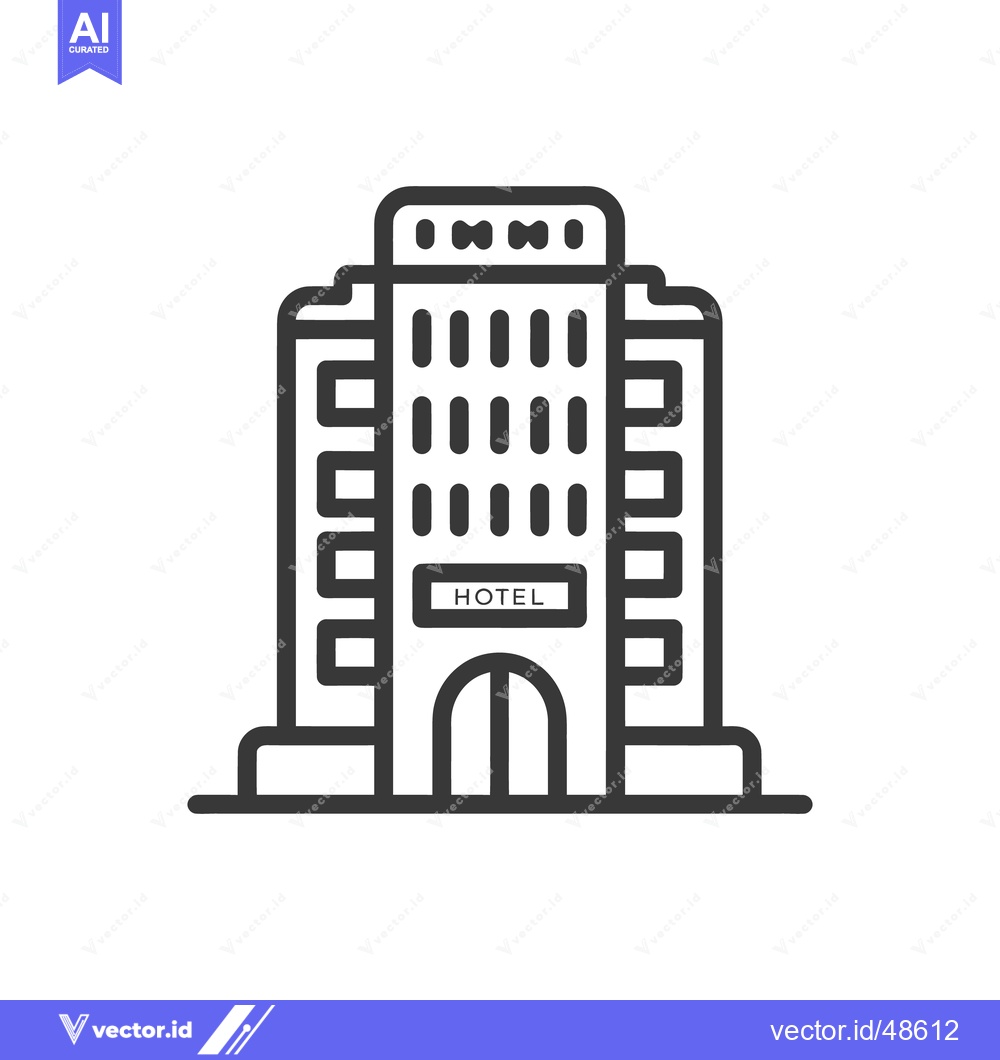 Premium Vector dari Minimalist Hotel Icon: Modern Building Design with Rounded Arches