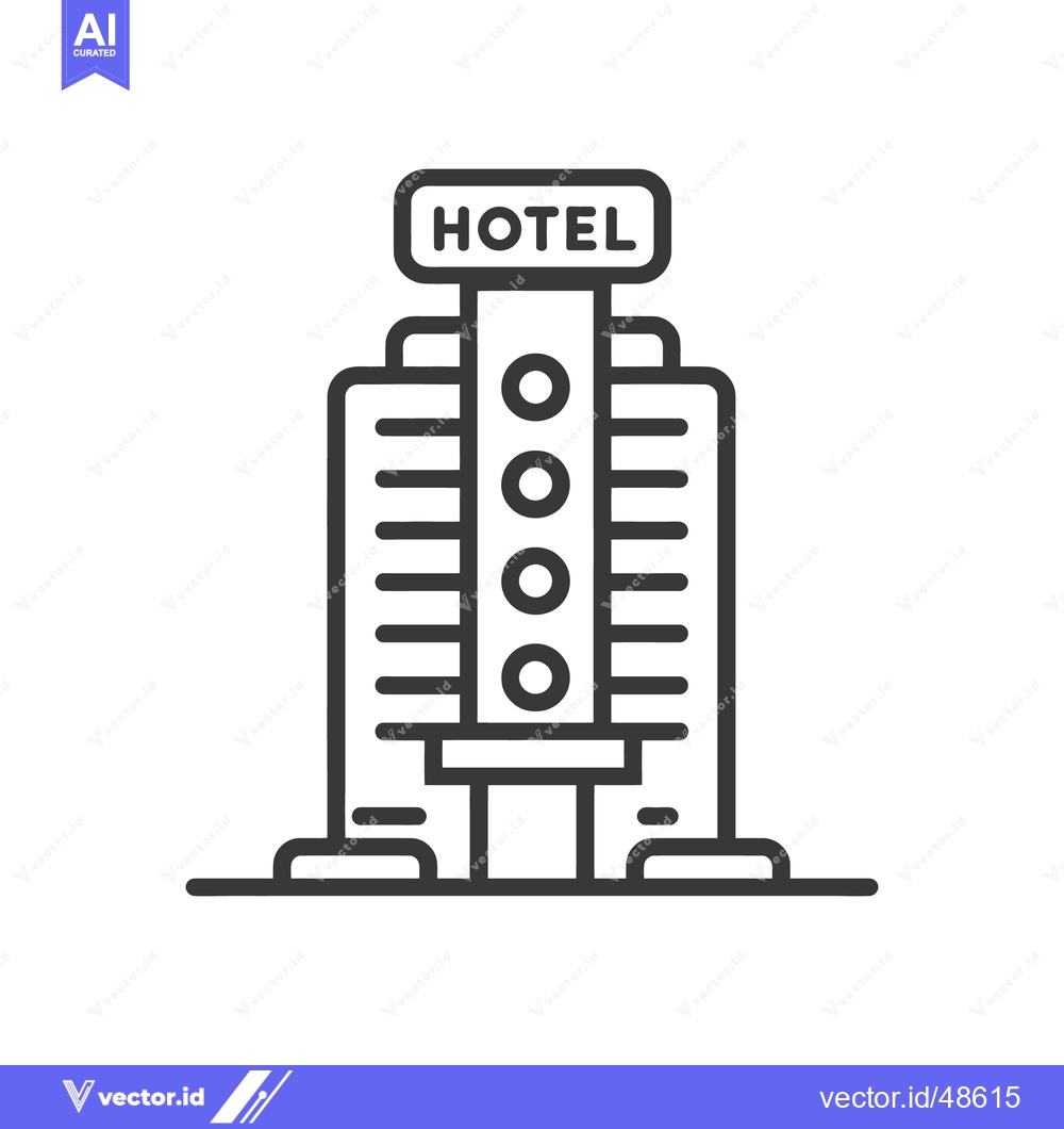 Premium Vector of Minimalist Hotel Building Icon with Retro Design Elements