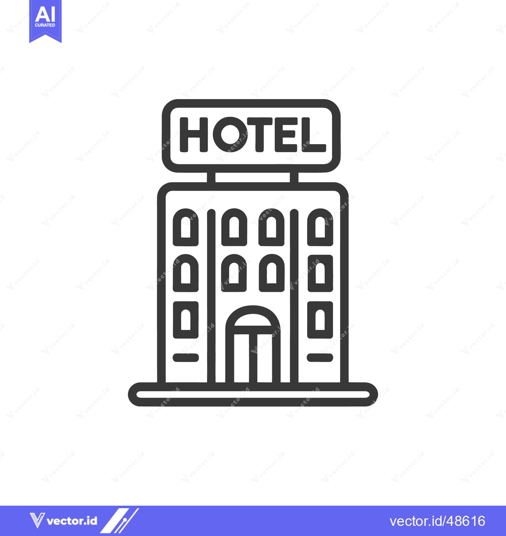 Premium Vector dari Minimalist Hotel Icon: Clean Line Art of Building Facade