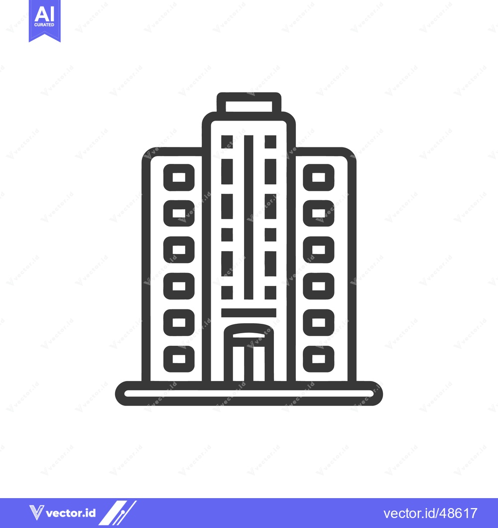 Premium Vector dari Minimalist Building Icon: Modern Architecture with Rounded Windows and