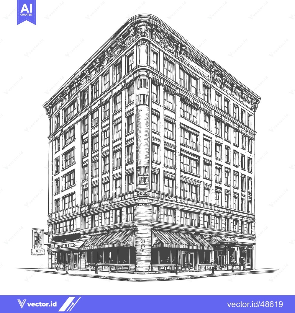 Premium Vector of A detailed sketch of a grand multistory building