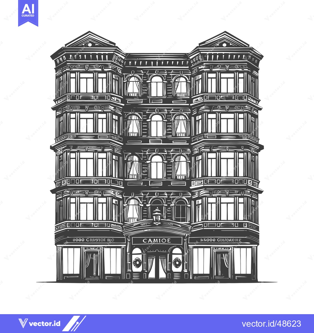 Premium Vector dari Elegant multistory building with ornate architectural details