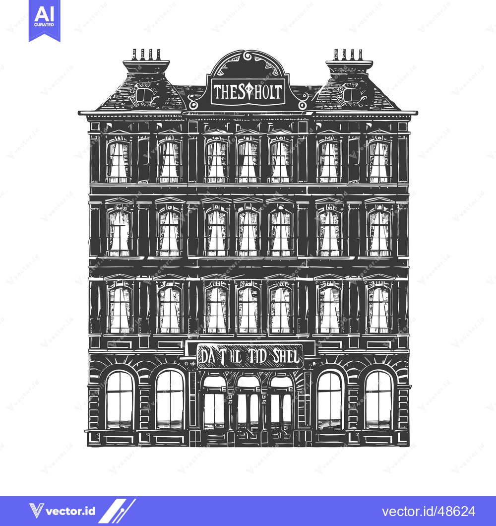 Premium Vector dari The Holt The Tid Shel A Classic Building Illustration