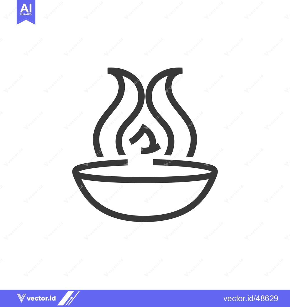 Premium Vector dari A stylized image represents a bowl with burning flames above it