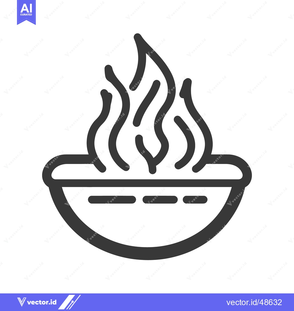 Premium Vector dari A black and white graphic of a bowl with flames rising