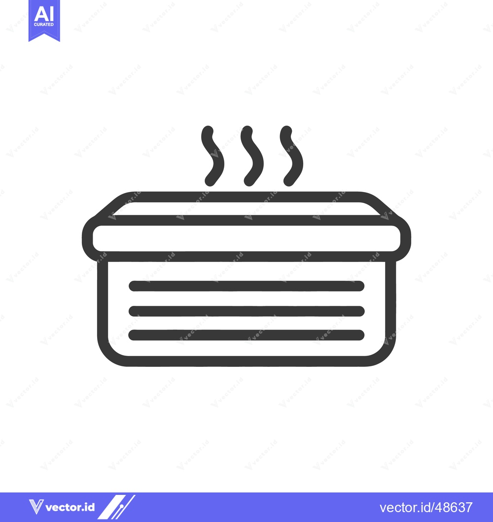 Premium Vector dari Steaming Hot Food Container Icon, Minimalist Line Art Design