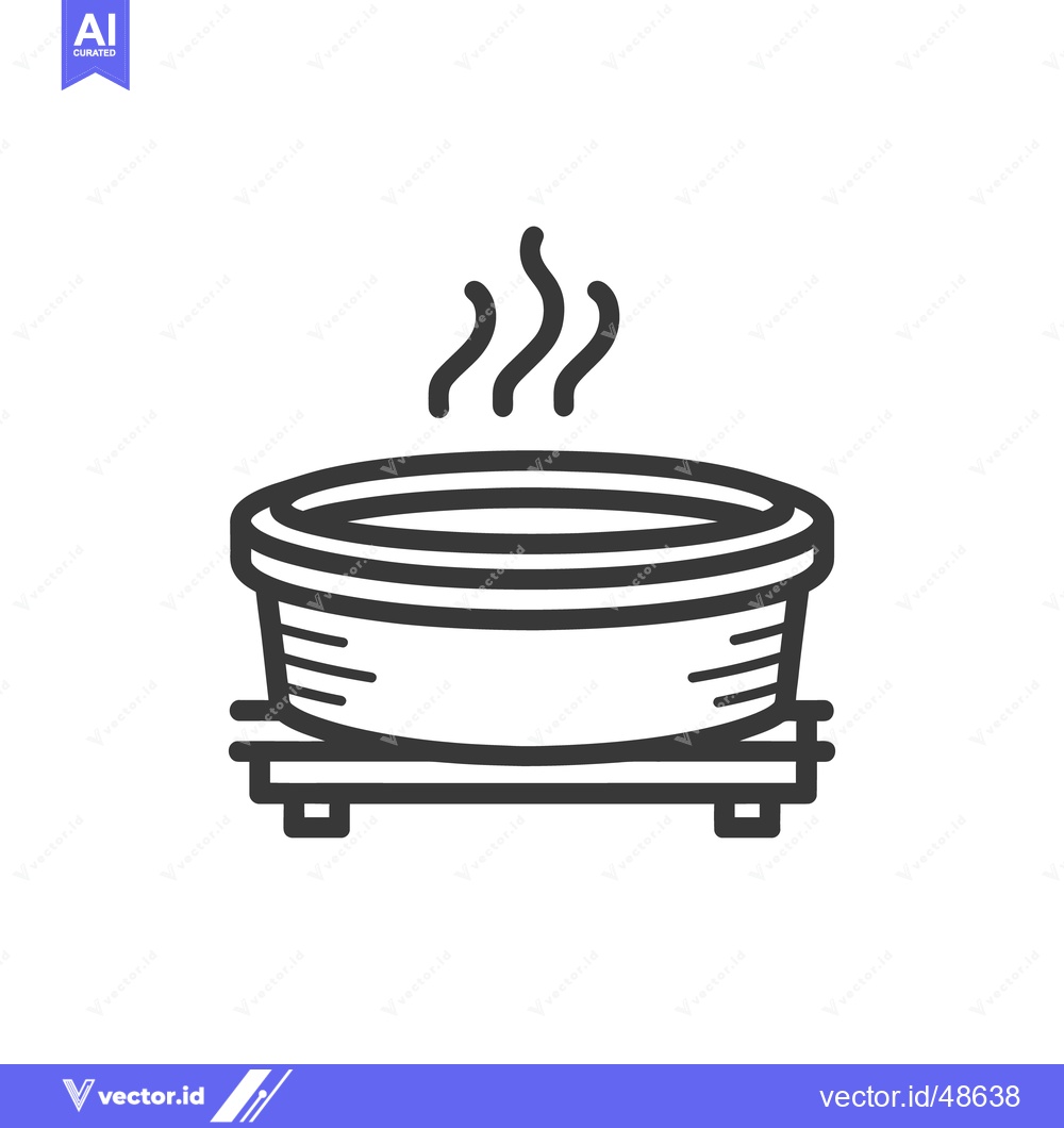 Premium Vector dari Minimalist Hot Tub Icon with Rising Steam on White Background