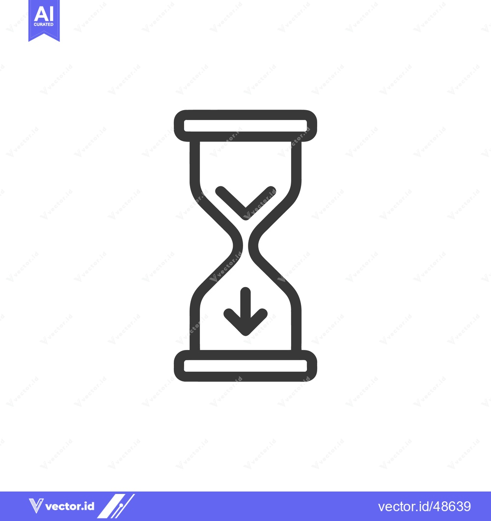Premium Vector of Hourglass Icon with Downward Arrow, Time Flowing Concept