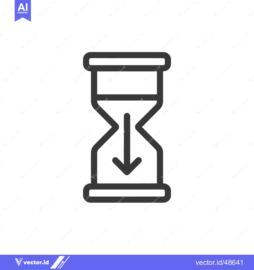 Premium Vector of Hourglass Icon with Downward Arrow, Time Passing Symbol, Minimalist De