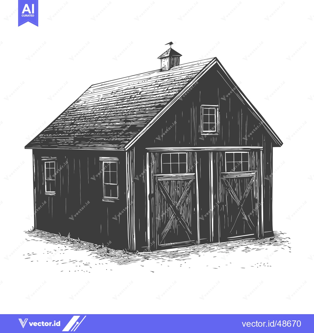 Premium Vector dari Rustic Wooden Barn Building With Gable Roof And Weathervane