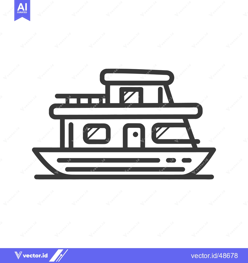 Premium Vector of Minimalist Motor Yacht Icon: Bold Outline, Clean Design, Maritime Vess