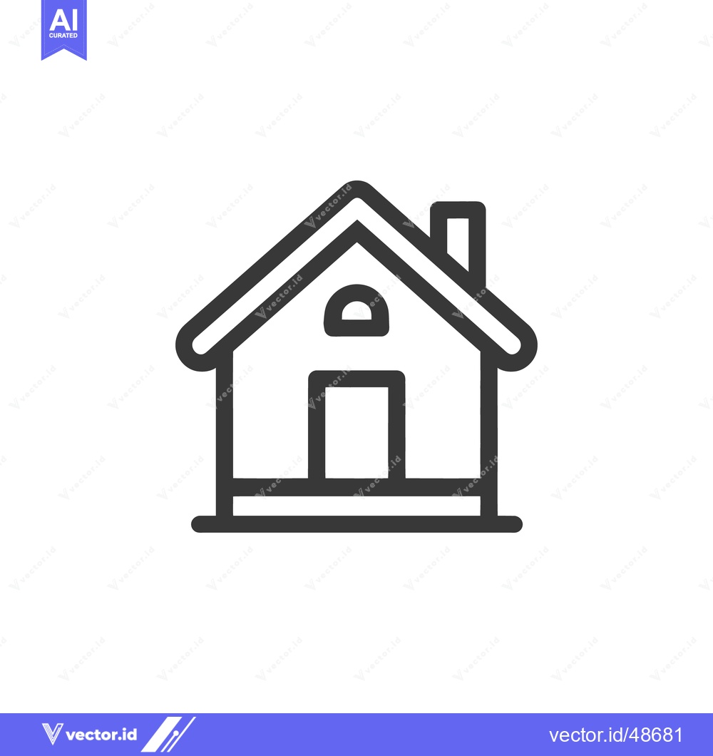 Premium Vector dari Minimalist House Icon with Chimney and Rounded Doorway