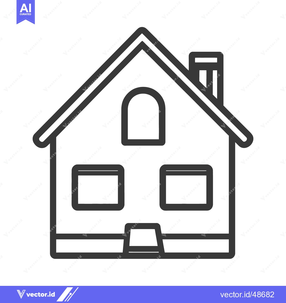 Premium Vector dari A simple black line drawing depicting a house with features