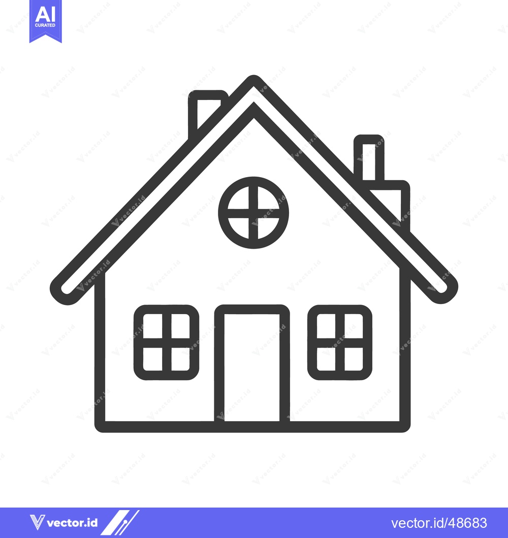 Premium Vector of Simple outline drawing depicting a small traditional residential house