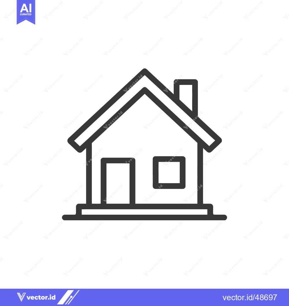 Premium Vector dari Simple House Icon with Door, Window, and Chimney