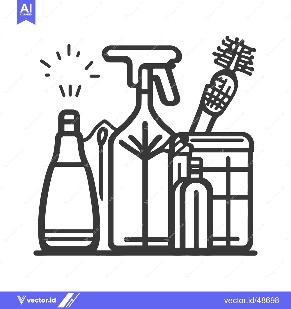 Premium Vector of A graphic illustration of various cleaning supplies and tools