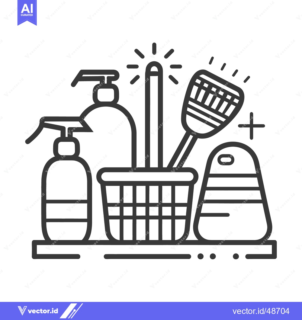Premium Vector of Illustration depicting various cleaning supplies used for housekeeping