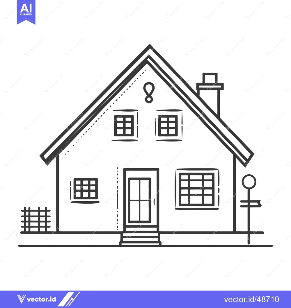 Premium Vector dari Simple illustration of a house with a pitched roof and chimney