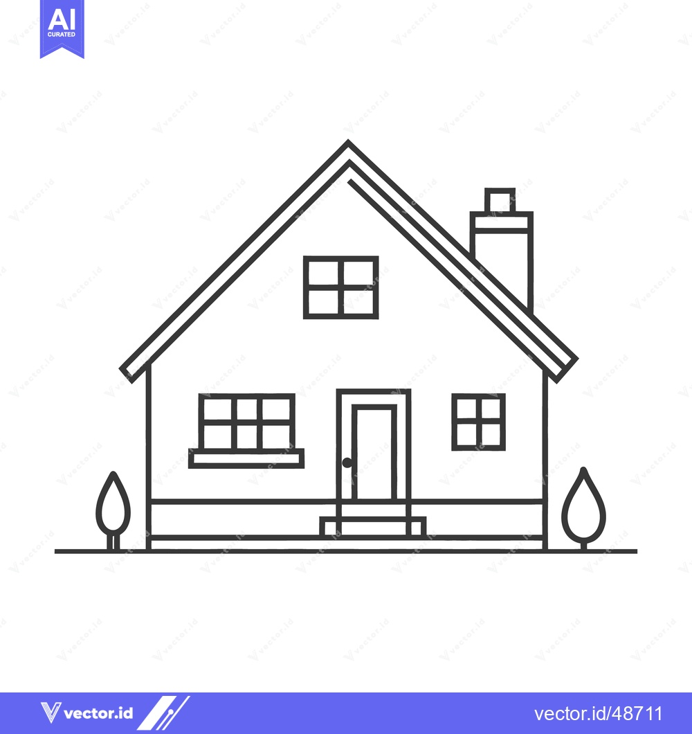 Premium Vector dari A simplistic line drawing of a residential house building
