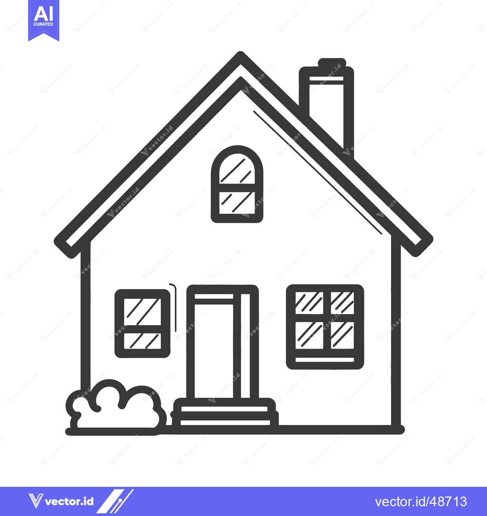 Premium Vector dari A simple black and white illustration of a residential house