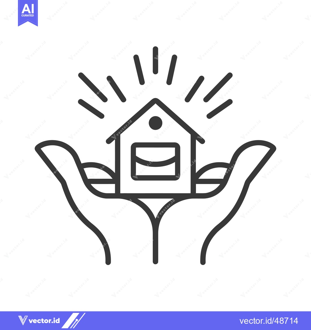 Premium Vector dari House Protection with Hands and Rays
