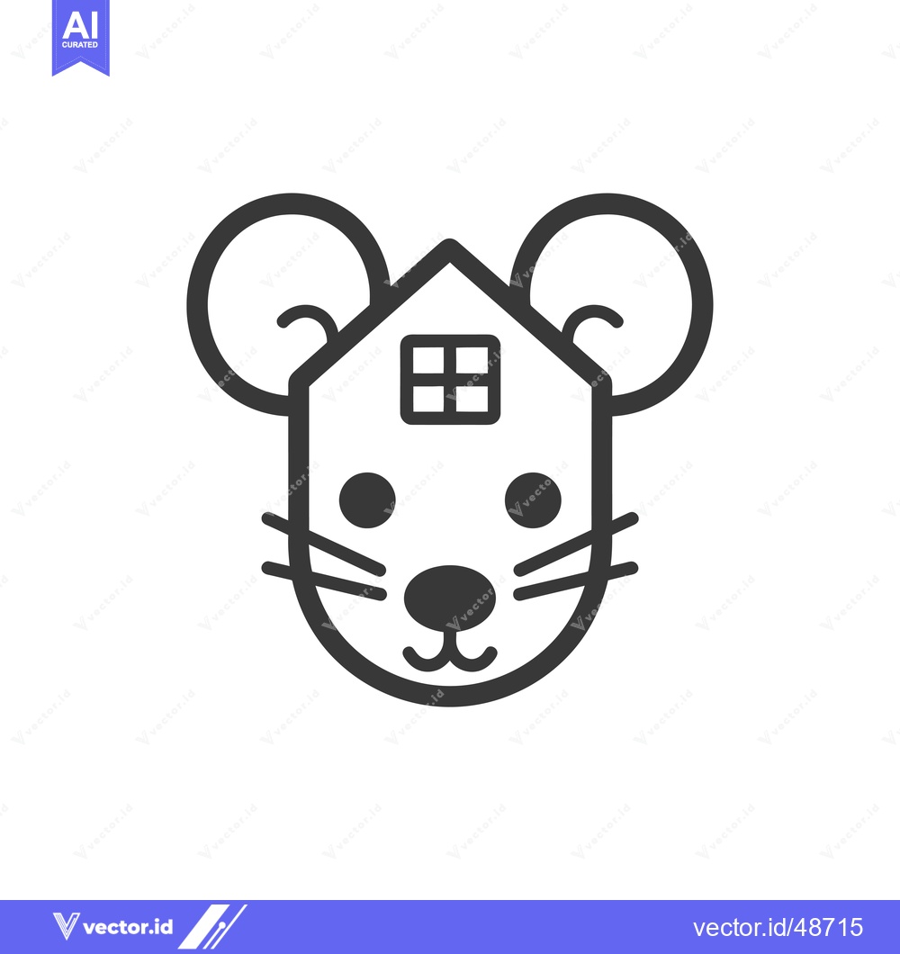 Premium Vector of House-Shaped Mouse with Smiling Face and Single Window