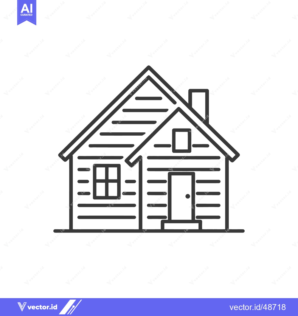 Premium Vector dari Minimalist Cabin Icon: Simple Line Art of a Cozy Home