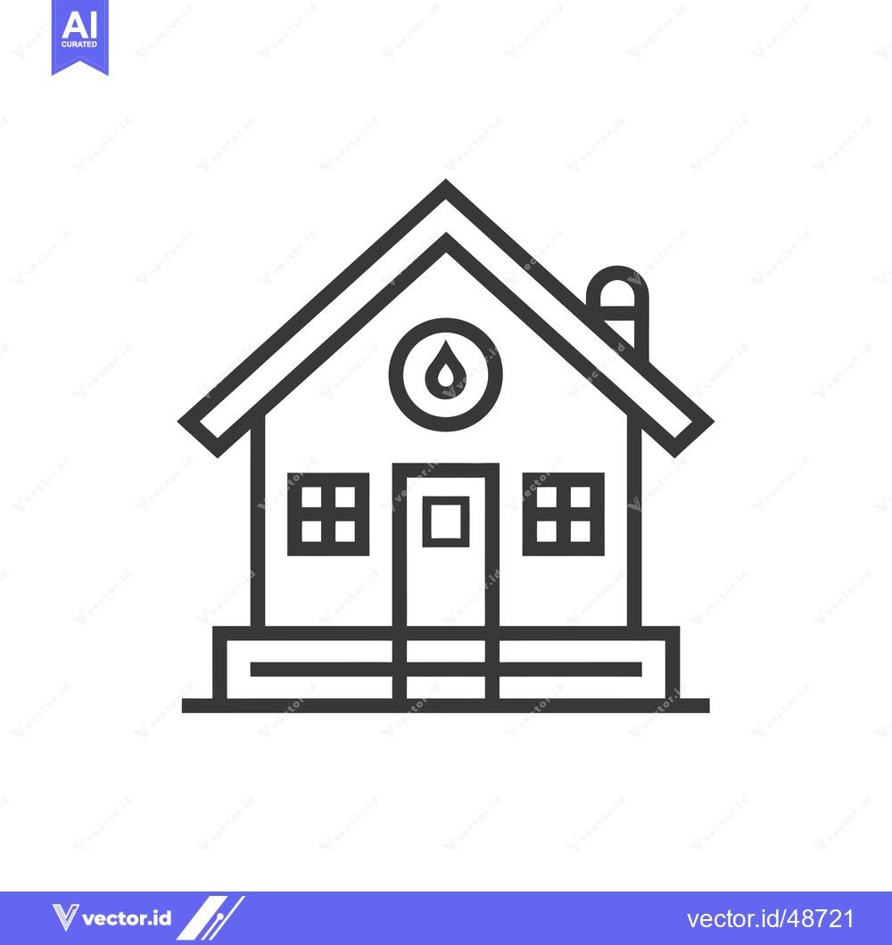 Premium Vector dari House with a water drop symbol above the door