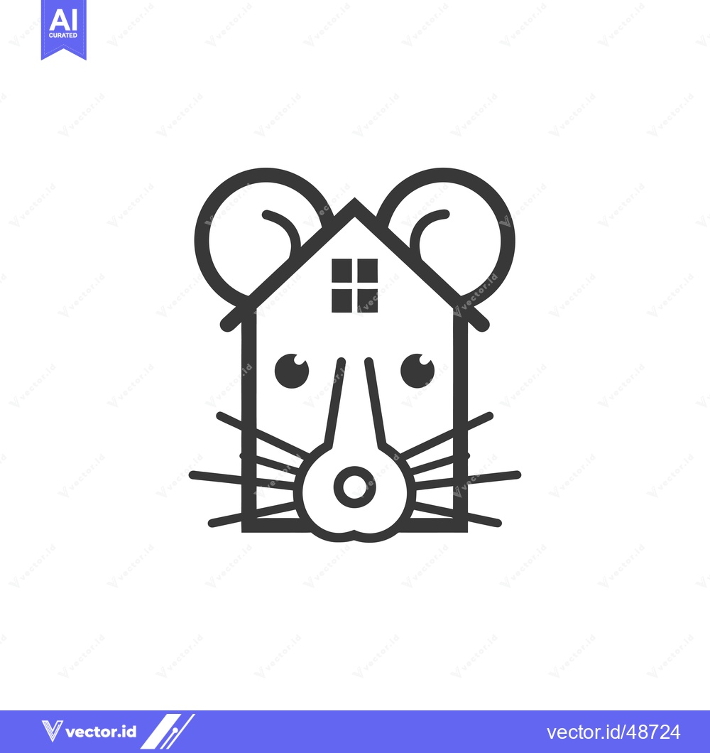 Premium Vector dari House with Mouse Ears, Nose and Whiskers